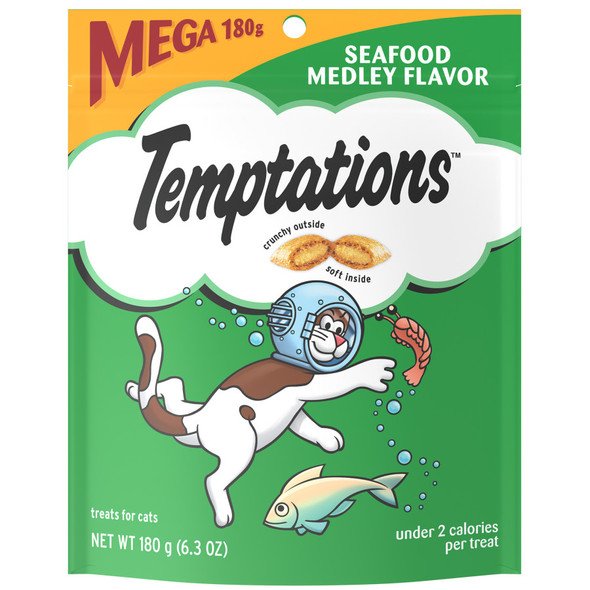 Temptations Classics Crunchy & Soft Adult Cat Treats - Seafood Medley - 6.3 oz