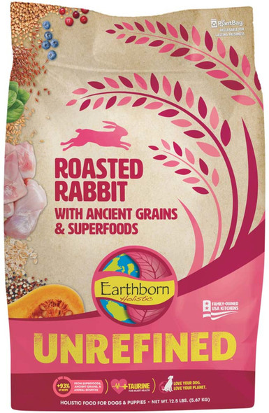 Earthborn Holistic Unrefined Dry Dog Food - Roasted Rabbit - 12.5 lb
