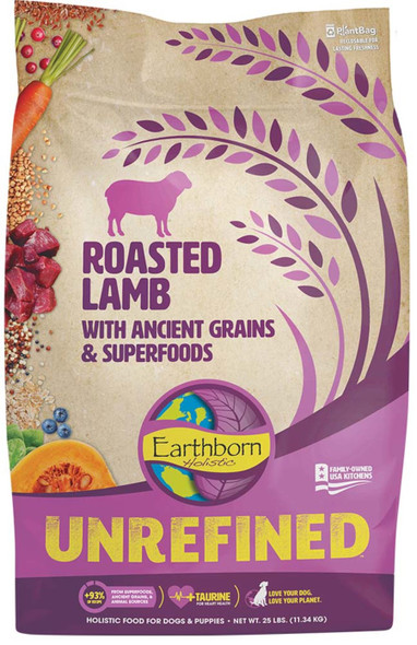 Earthborn Holistic Unrefined Dry Dog Food - Roasted Lamb - 25 lb