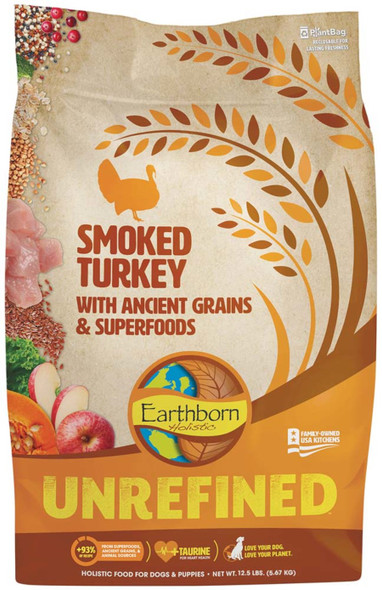 Earthborn Holistic Unrefined Dry Dog Food - Smoked Turkey - 12.5 lb