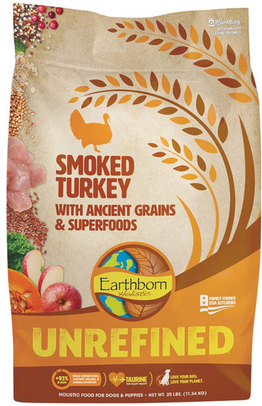 Earthborn Holistic Unrefined Dry Dog Food - Smoked Turkey - 25 lb