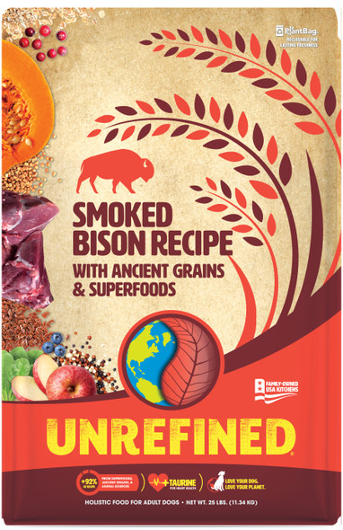 Earthborn Holistic Unrefined Dry Dog Food - Smoked Bison - 25 lb