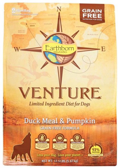 Earthborn Holistic Venture L.I.D. Grain Free Dry Dog Food - Duck & Pumpkin - 12.5 lb