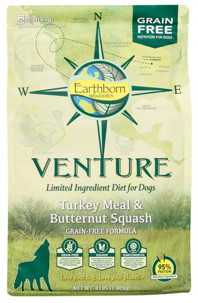 Earthborn Holistic Venture L.I.D. Grain Free Dry Dog Food - Turkey & Butternut Squash - 4 lb