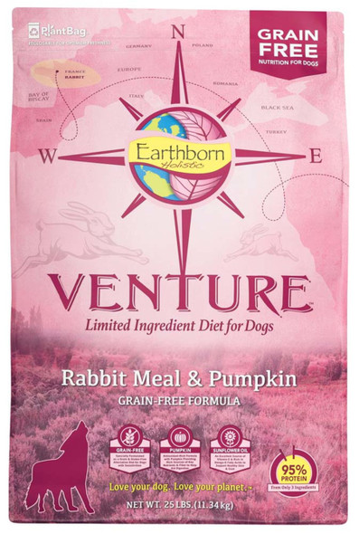 Earthborn Holistic Venture L.I.D. Grain Free Dry Dog Food - Rabbit & Pumpkin - 25 lb