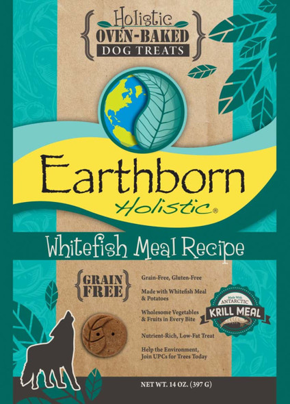 Earthborn Holistic Grain-Free Oven Baked Dog Treats - Whitefish - 14 oz