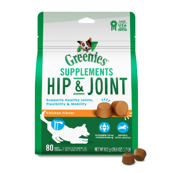 Greenies Hip & Joint Supplements - Chicken - 80 ct