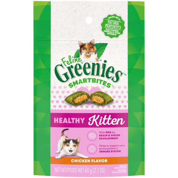 Greenies Feline Smart Bites Healthy Kitten Cat Treats - Chicken - 2.1 oz