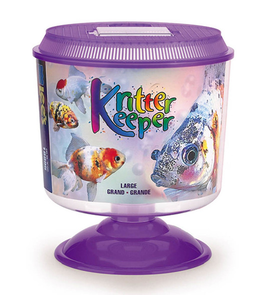 Lee's Aquarium & Pet Products Round Kritter Keeper with Lid & Pedestal Label - Assorted - 1.5 gal