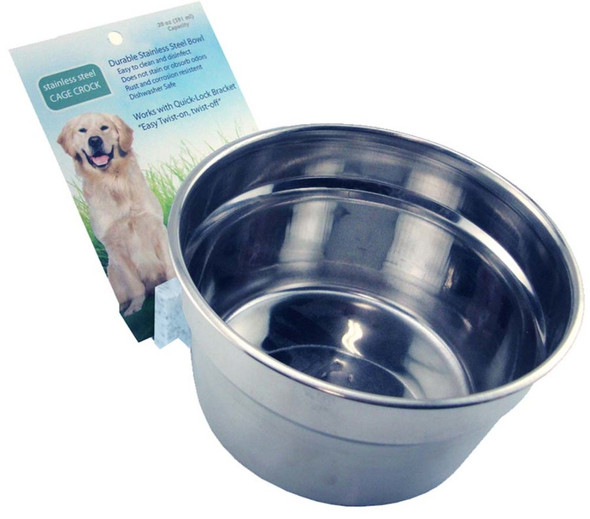 Lixit Stainless Steel Dog Crock - Silver - 20 oz