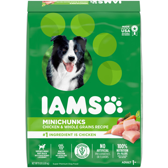 IAMS Minichunks Small Kibble High Protein Adult Dry Dog Food - Real Chicken - 15 lb