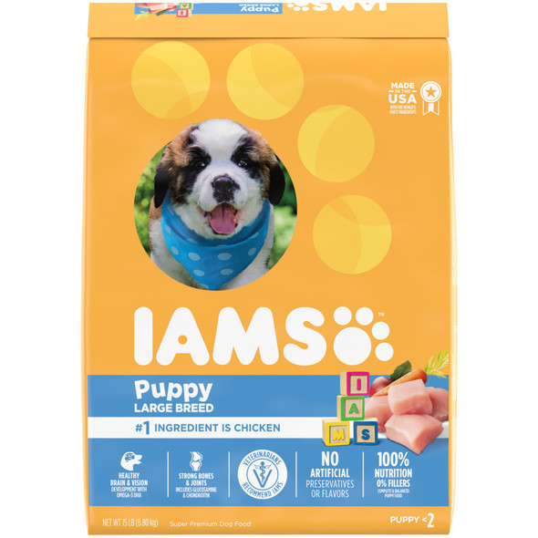 IAMS Smart Large Breed Puppy Dry Dog Food - Real Chicken - 15 lb