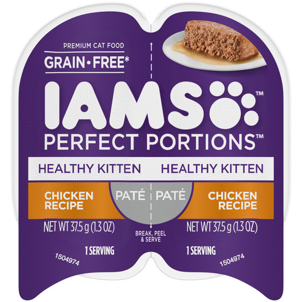 IAMS Perfect Portions Grain Free Healthy Pat Kitten Wet Cat Food - Chicken - 2.6 oz