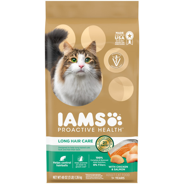 IAMS ProActive Health Adult Long Hair Dry Cat Food - Chicken & Salmon - 3 lb