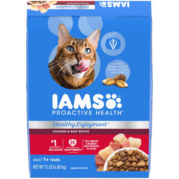 IAMS ProActive Health Healthy Enjoyment Dry Cat Food - Chicken & Beef - 15 lb