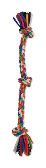 Mammoth Pet Products Cloth Dog Toy Rope 3 Knot Tug - Multi-Color - 20 in
