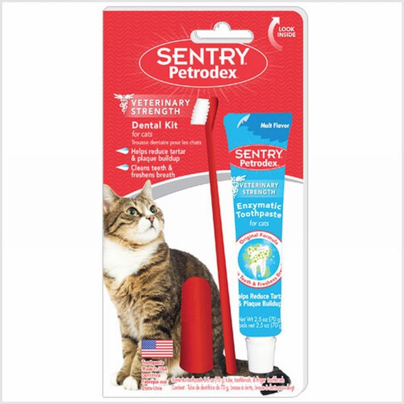 Petrodex Dental Care Kit for Cats with Malt Toothpaste - Toothpaste: 2.5 oz