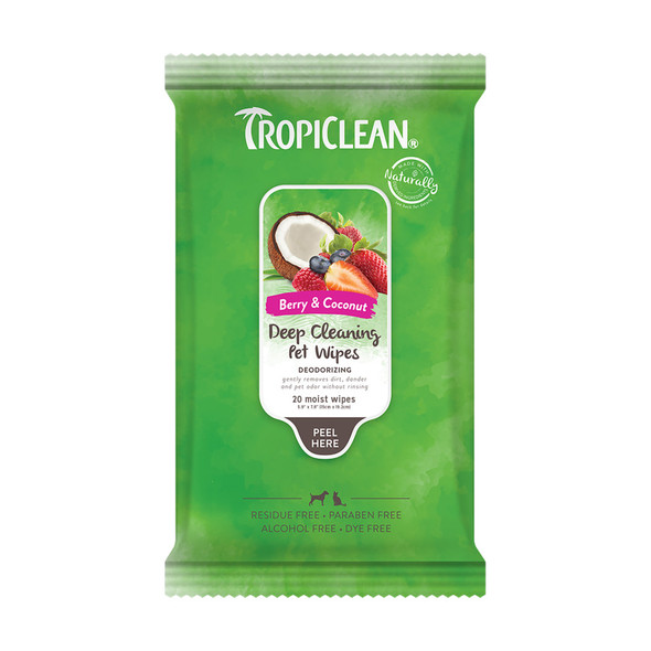 TropiClean Hypo-Allergenic Cleaning Wipes for Dogs - 20 ct