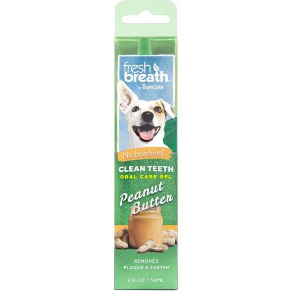 TropiClean Fresh Breath Peanut Butter Clean Teeth Oral Care Gel For Dogs - 2 oz