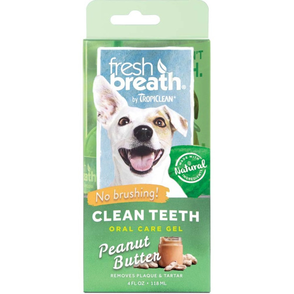 TropiClean Fresh Breath Peanut Butter Clean Teeth Oral Care Gel For Dogs - 4 oz