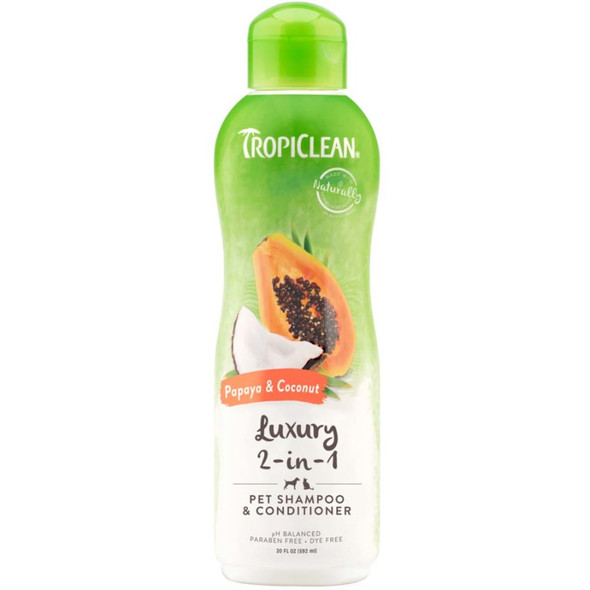 TropiClean Papaya & Coconut Luxury 2-in-1 Shampoo and Conditioner for Pets - 20 fl oz