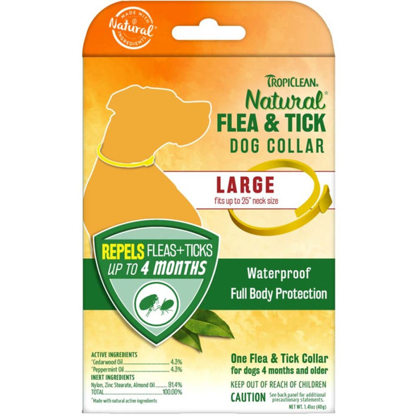 TropiClean Natural Flea & Tick Repellent Dog Collar - LG