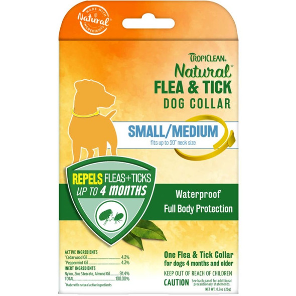 TropiClean Natural Flea & Tick Repellent Dog Collar - SM