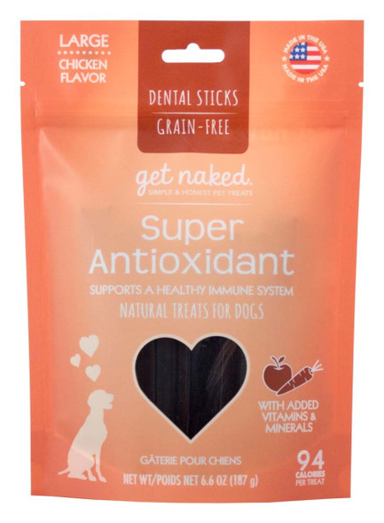 Get Naked Super Antioxidant Grain-Free Dental Stick Dog Treats - Chicken - 6.6 oz