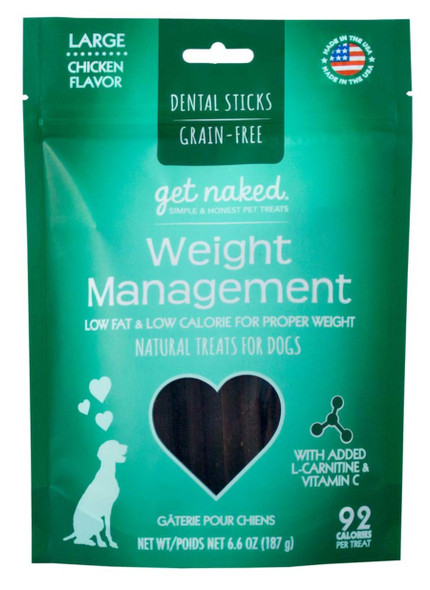 Get Naked Weight Management Grain-Free Dental Stick Dog Treats - Chicken - 6.6 oz