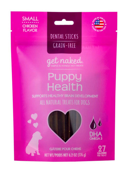 Get Naked Puppy Health Grain-Free Dental Stick Dog Treats - Chicken - 6.2 oz