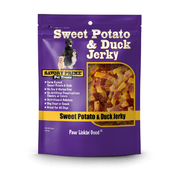 Savory Prime Natural Jerky Treats - Sweet Potato & Duck - 16 oz
