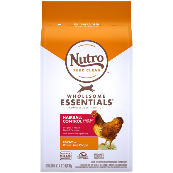 Nutro Products Wholesome Essentials Hairball Control Adult Dry Cat Food - Chicken & Brown Rice - 3 lb