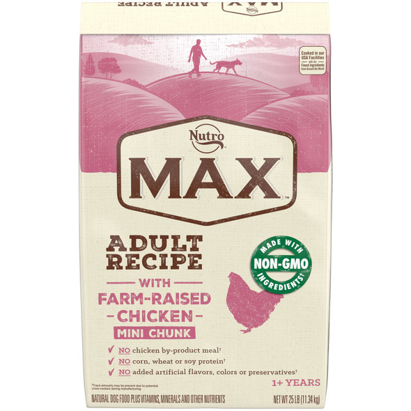 Nutro Products Max Adult Dry Dog Food - Farm-Raised Chicken Mini Chunk - 25 lb