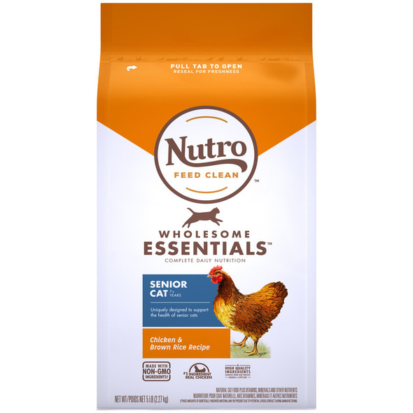 Nutro Products Wholesome Essentials Senior Dry Cat Food - Chicken & Brown Rice - 5 lb