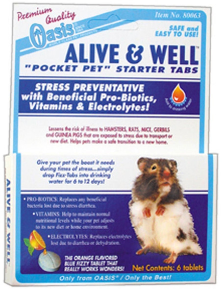 Oasis Alive & Well Probiotic Treatment Fizz-Tablets for Small Animals - 6 ct