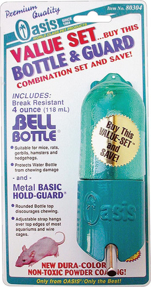 Oasis Bell-Bottle with Basic HoldGuard for Small Animals - Green