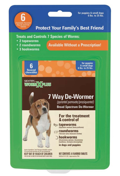 SENTRY Worm X Plus 7 Way De-Wormer for Small Dogs - 6 ct