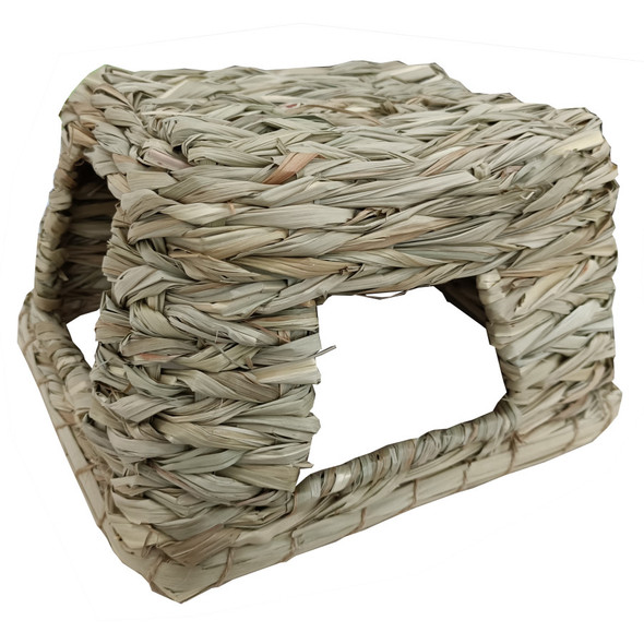 A & E Cages Small Animal Multi-Hole Grass Play Hut - Natural - MD