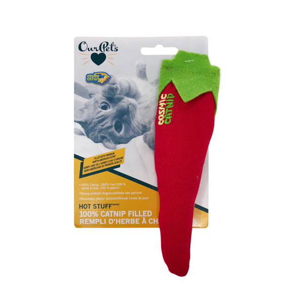 OurPets Cosmic 100% Catnip Filled Chili Pepper 'Hot Stuff' Cat Toy - Red