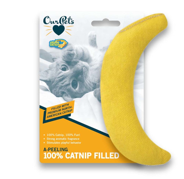 OurPets Cosmic Cat - Banana - A-peeling 100% Catnip Filled Cat Toy - Yellow