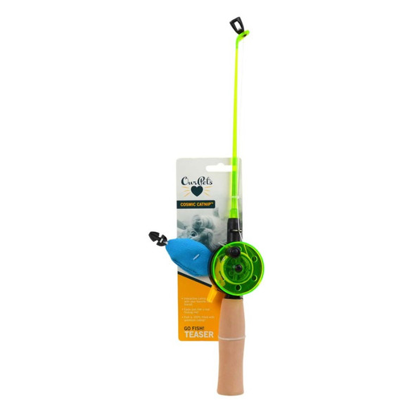 OurPets Play-N-Squeak Fishing Rod with Fish Catnip Toy - Multi-Color