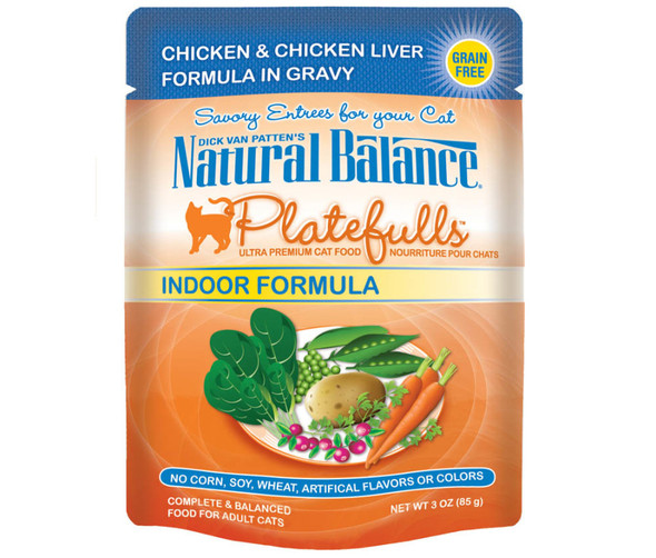 Natural Balance Pet Foods Platefulls Indoor Wet Cat Food - Chicken & Chicken Liver - 3 oz