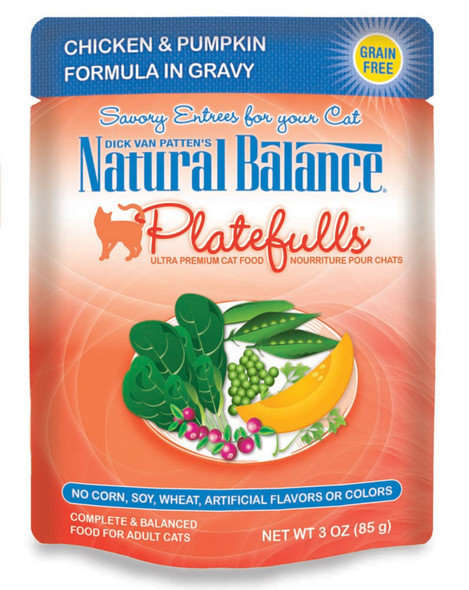 Natural Balance Pet Foods Platefulls Wet Cat Food - Chicken & Pumpkin in Gravy - 3 oz