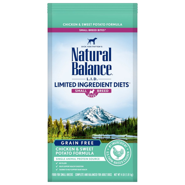 Natural Balance Pet Foods L.I.D. Small Breed Bites Dry Dog Food - Chicken & Sweet Potato - 4 lb