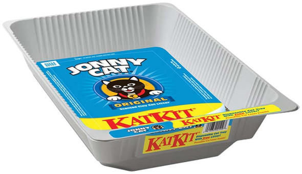 Jonny Cat KatKit Disposable Cat Tray with Free Litter - Grey - One Size