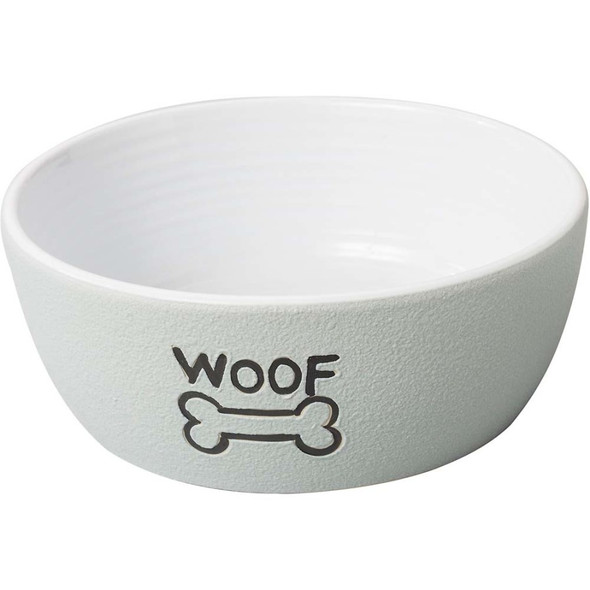 Spot Nantucket Woof Dog Bowl - Grey - 5 in