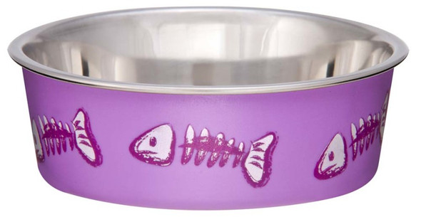 Loving Pets Bella Designer Fish Skeleton Cat Dish - Lilac - XXS