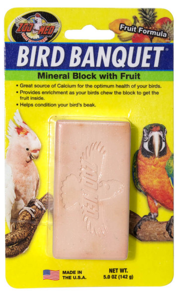 Zoo Med Bird Banquet Fruit Formula Mineral Block - Pink - 5 oz