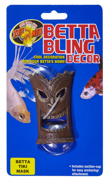 Zoo Med Betta Bling Tiki Mask Aquarium Ornament - Brown