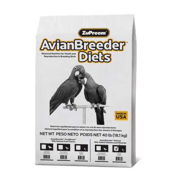 ZuPreem AvianBreeder Natural Pelleted Bird Food for Cockatiels - 40 lb